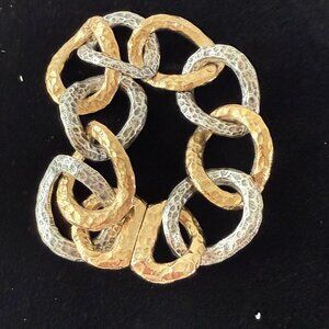 Tat 2 Designs Hammered Silver and Gold Bracelet
